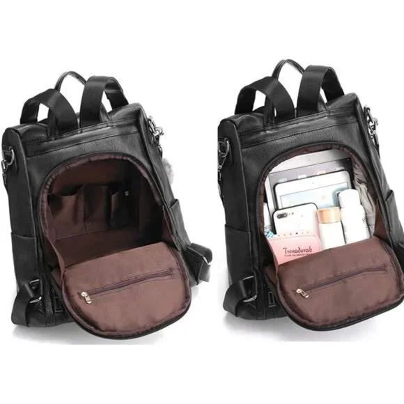 Women Backpack Purses PU Leather Anti-theft Rucksack  display picture 2